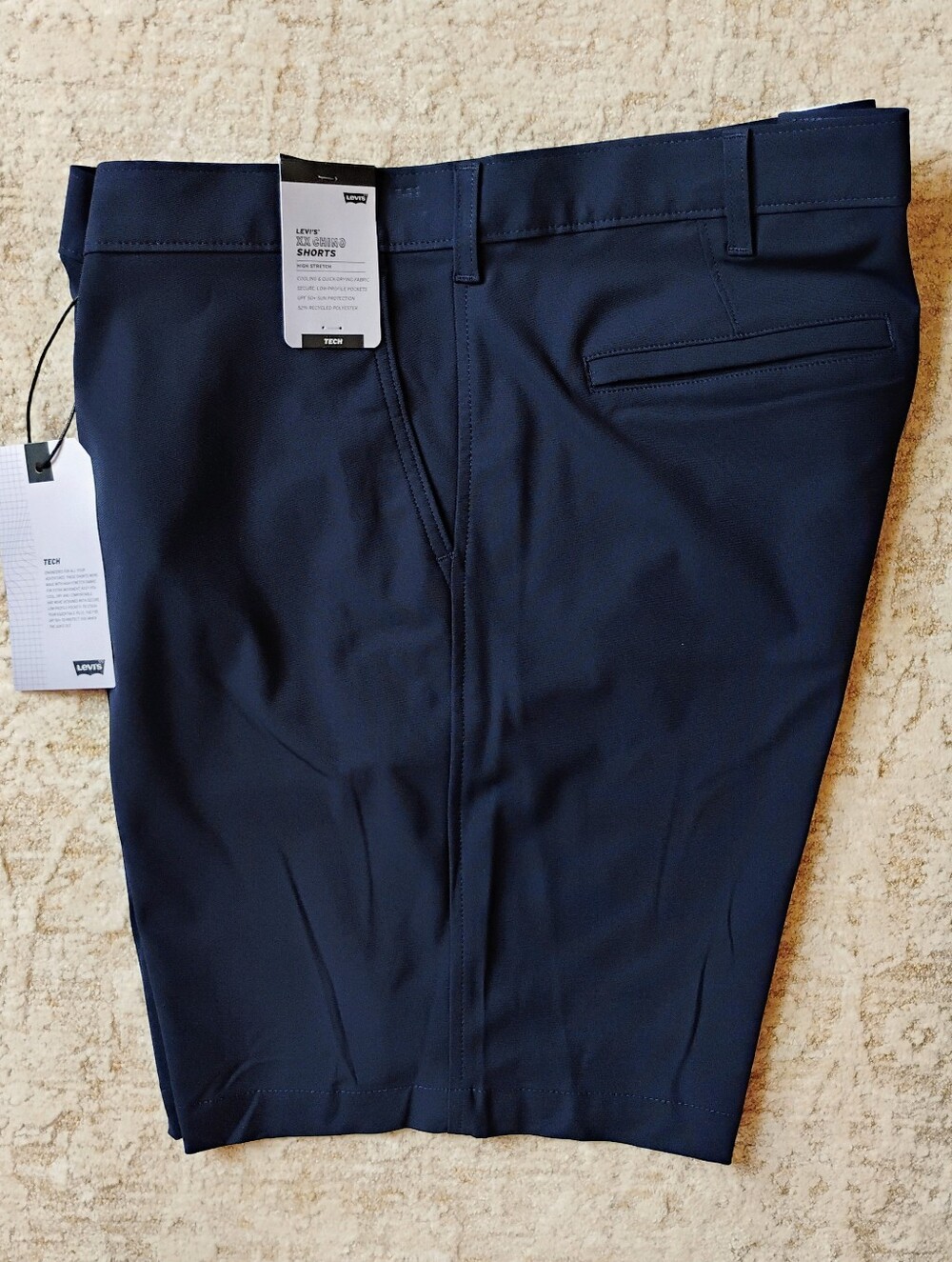 NWT 44 Levi's XX Chino Navy Blue 8" Tech Shorts High Stretch UPF 50+ NEW